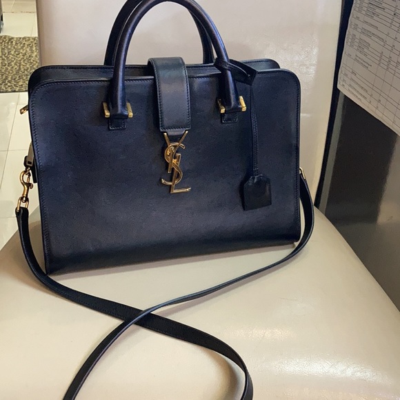 SAINT LAURENT CABAS CHYC YSL LEATHER SATCHEL - Picture 10 of 12